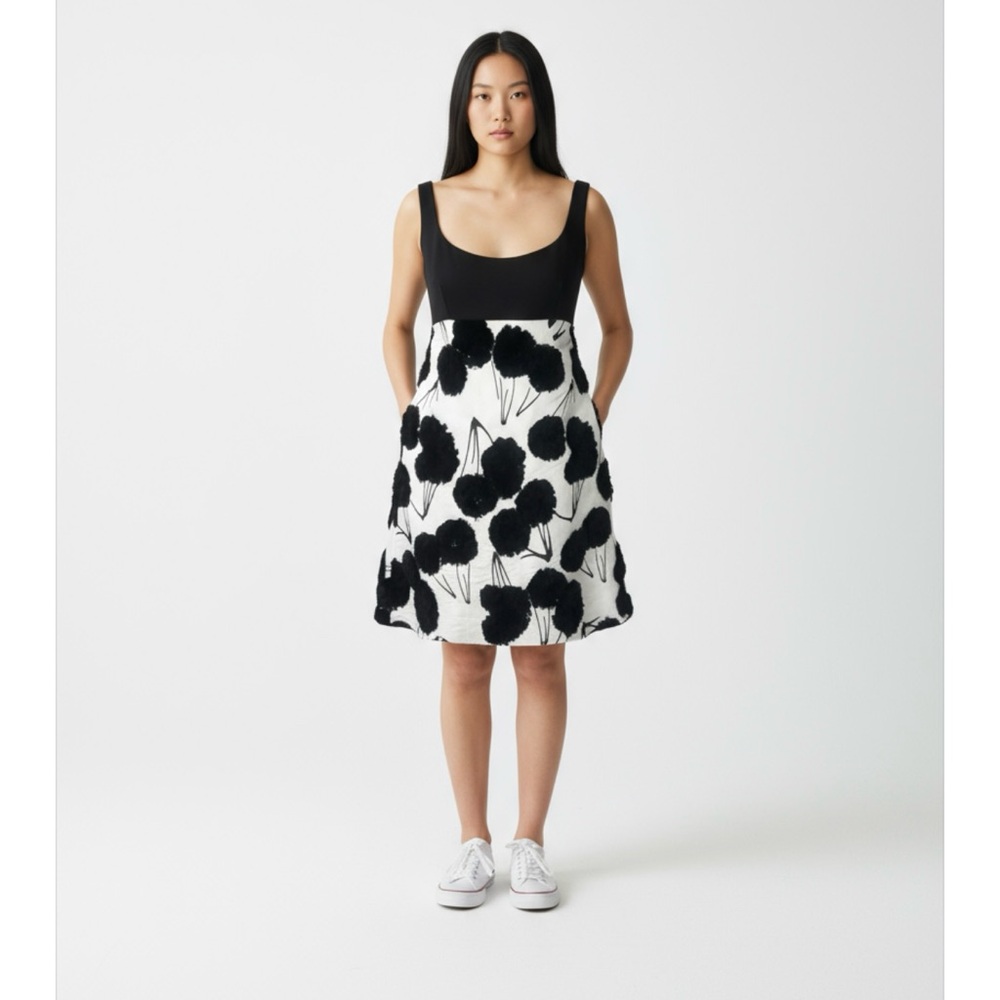 Milly black and white retro baby doll cocktail dress size 4 - Picture 12 of 13